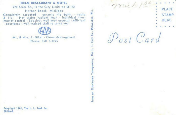Helm Restaurant and Motel (Harbor Beach Inn) - Old Postcard (newer photo)